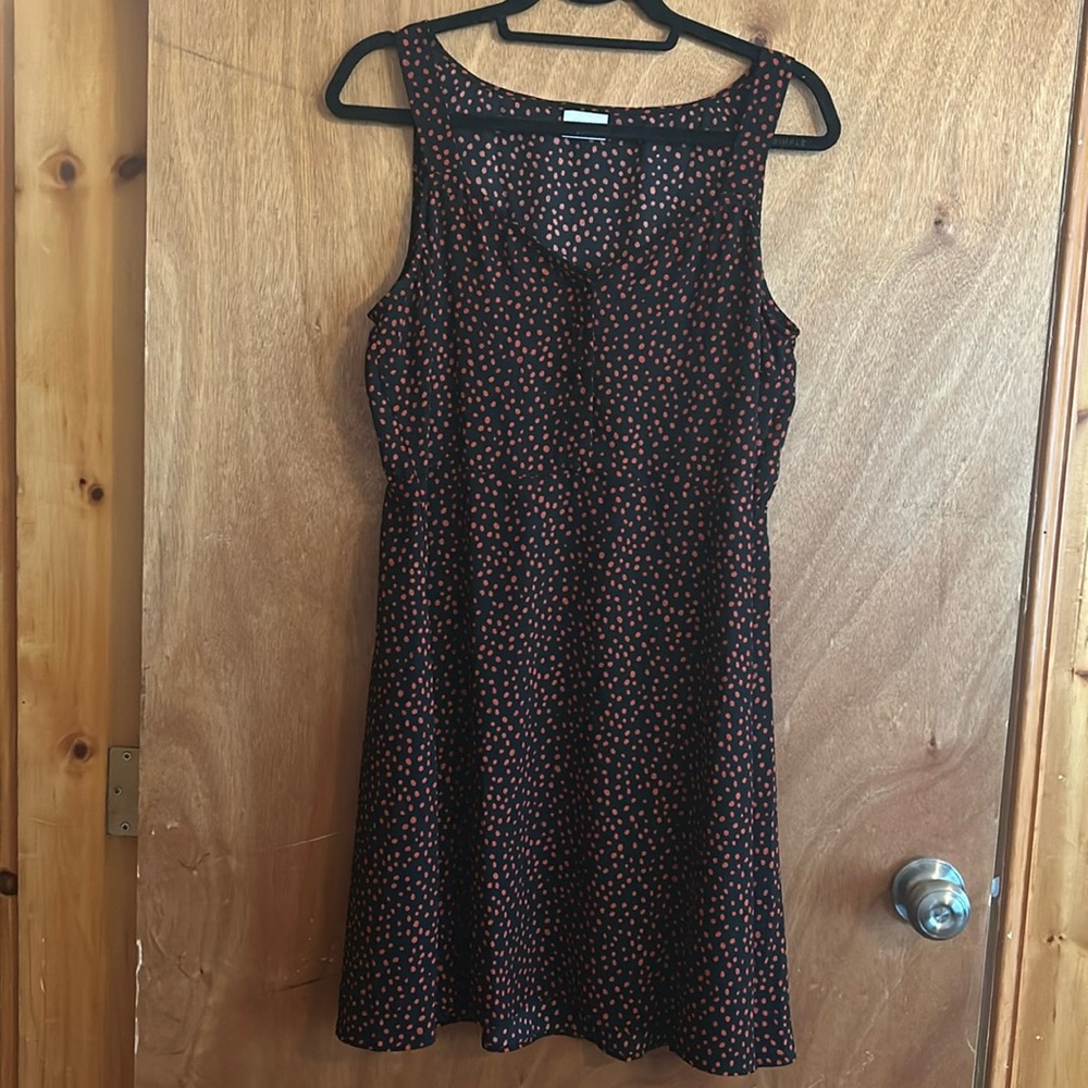 Black and red polka dot A line skater dress